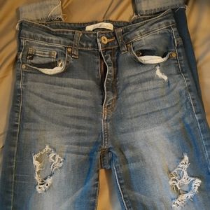 High rise skinny ripped jeans